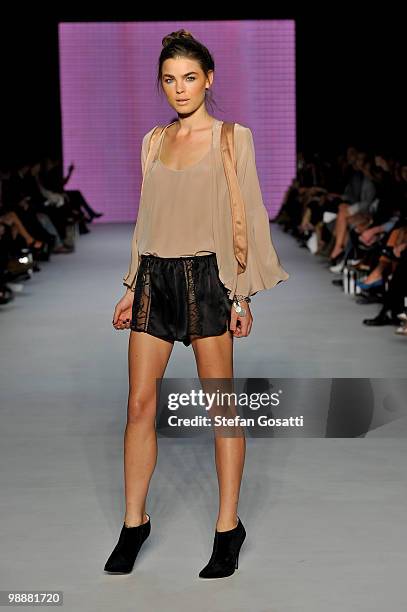 Model showcases designs on the catwalk during the Ruby Smallbone collection show on the fourth day of Rosemount Australian Fashion Week Spring/Summer...