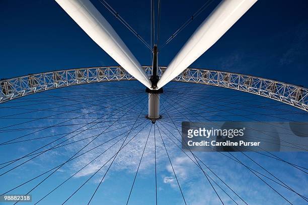 looking up at the london eye landmark in london - newpremiumuk stock-fotos und bilder