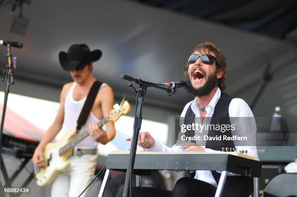 Bill Reynolds and Ben Bridwell of Band of Horses perform on day six of New Orleans Jazz & Heritage Festival on May 1, 2010 in New Orleans, Louisiana.