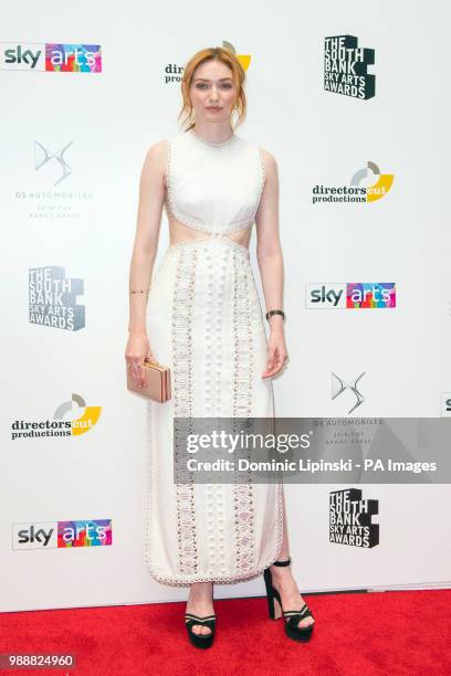 Eleanor Tomlinson arriving for the South Bank Sky Arts Awards at Savoy Hotel, central London.