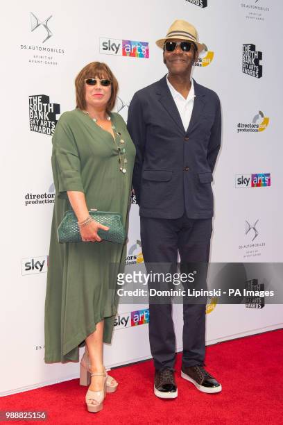 Sir Lenny Henry and Lisa Makin arriving for the South Bank Sky Arts Awards at Savoy Hotel, central London.