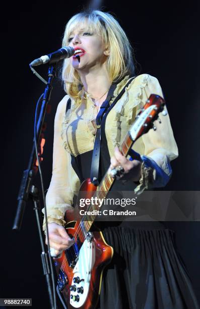 Courtney Love of Hole performs on stage at Brixton Academy on May 5, 2010 in London, England.