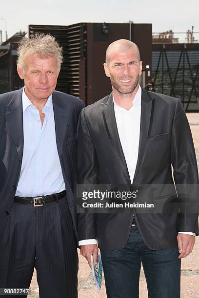 Zinedine Zidane and Patrick Poivre d'Arvor attend 'Le Prix Ambassadeur Ela' at Musee du Quai Branly on May 6, 2010 in Paris, France.