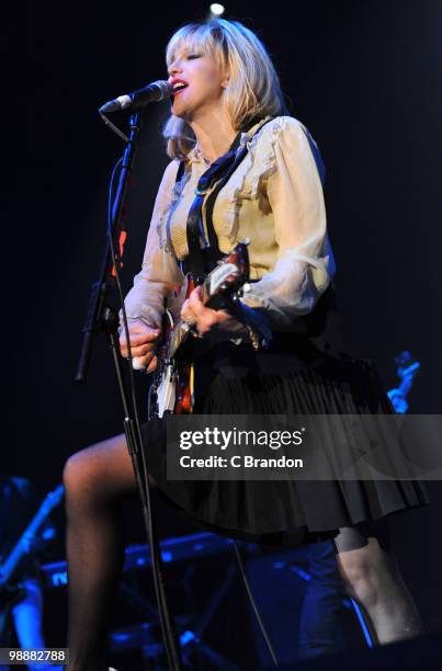 Courtney Love of Hole performs on stage at Brixton Academy on May 5, 2010 in London, England.