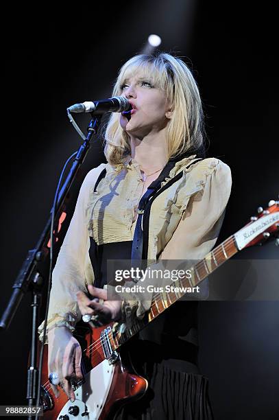 Courtney Love of Hole performs on stage at Brixton Academy on May 5, 2010 in London, England.