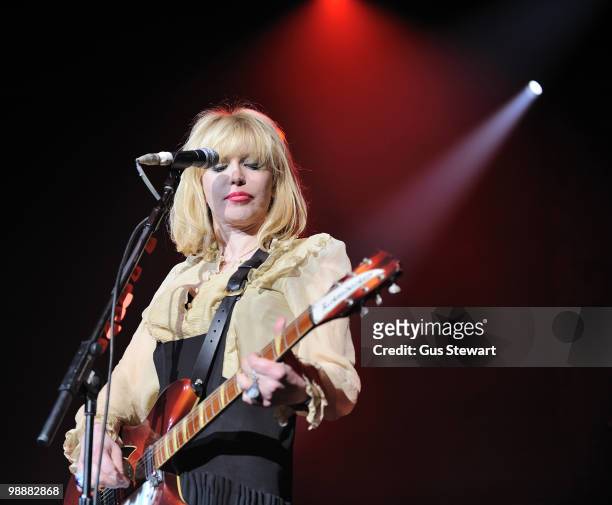 Courtney Love of Hole performs on stage at Brixton Academy on May 5, 2010 in London, England.