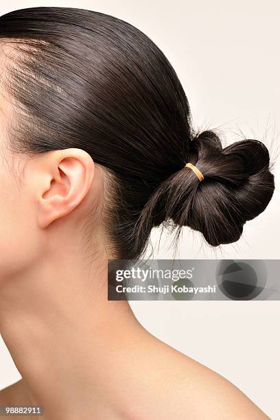 japanese beauty - hair bun stockfoto's en -beelden