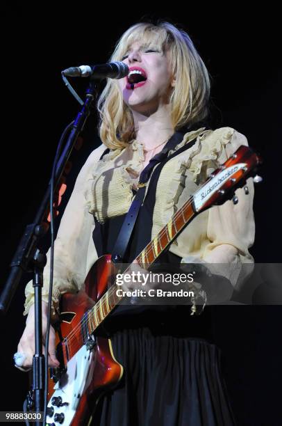 Courtney Love of Hole performs on stage at Brixton Academy on May 5, 2010 in London, England.