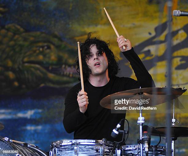 Jack White of The Dead Weather performs, playing drums, on day seven of New Orleans Jazz & Heritage Festival on May 2, 2010 in New Orleans, Louisiana.