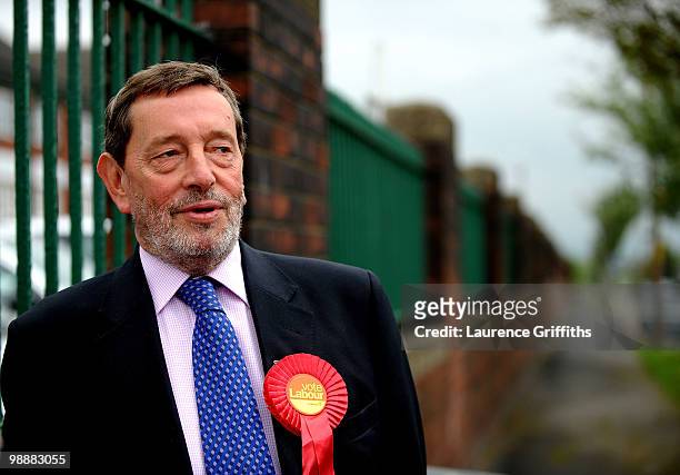 David Blunkett former Labour Cabinet Minister rallies support in the Park Hill Area on May 6, 2010 in Sheffield, United Kingdom. The UK began voting...