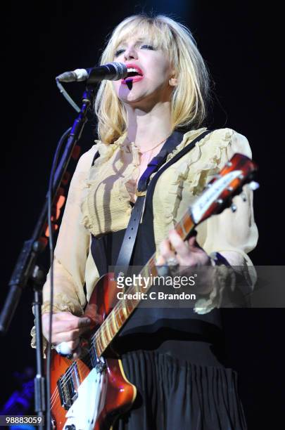 Courtney Love of Hole performs on stage at Brixton Academy on May 5, 2010 in London, England.