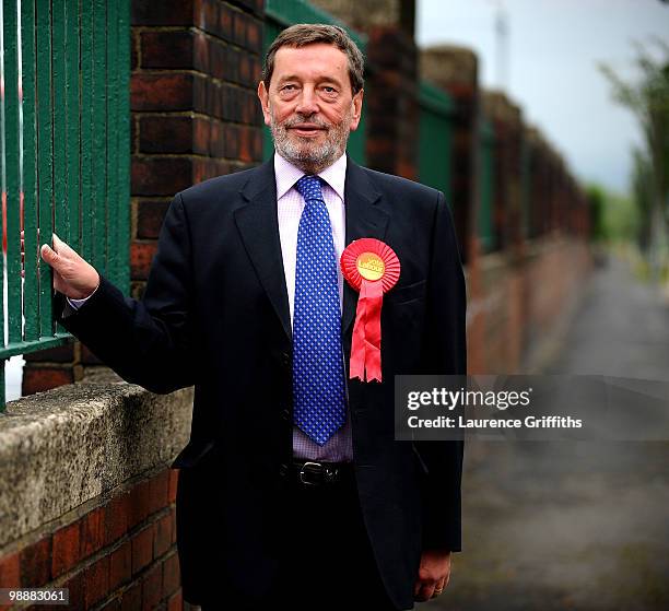 David Blunkett former Labour Cabinet Minister rallies support in the Park Hill Area on May 6, 2010 in Sheffield, United Kingdom. The UK began voting...