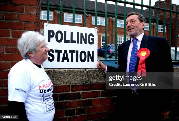 David Blunkett former Labour Cabinet Minister rallies support in the Park Hill Area on May 6, 2010 in Sheffield, United Kingdom. The UK began voting...