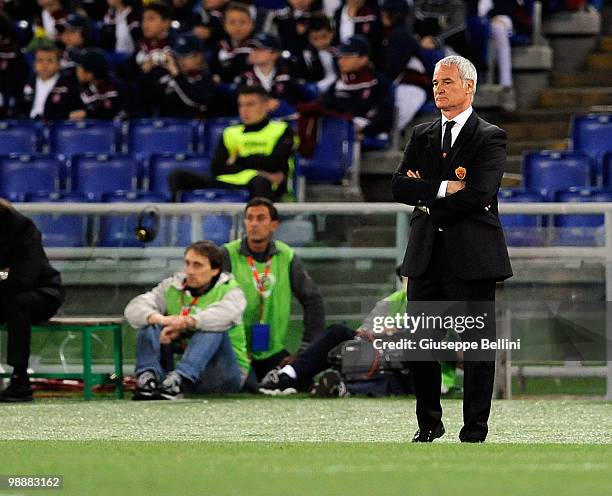 Claudio Ranieri head coach of Roma during the match the Tim Cup between FC Internazionale Milano and AS Roma at Stadio Olimpico on May 5, 2010 in...