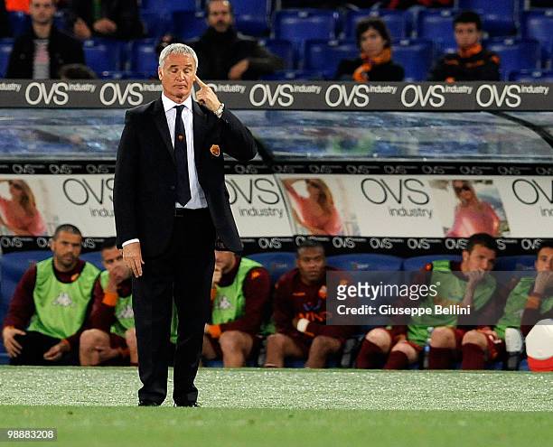 Claudio Ranieri head coach of Roma during the match the Tim Cup between FC Internazionale Milano and AS Roma at Stadio Olimpico on May 5, 2010 in...
