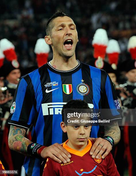 Marco Materazzi of Inter before the match the Tim Cup between FC Internazionale Milano and AS Roma at Stadio Olimpico on May 5, 2010 in Rome, Italy.