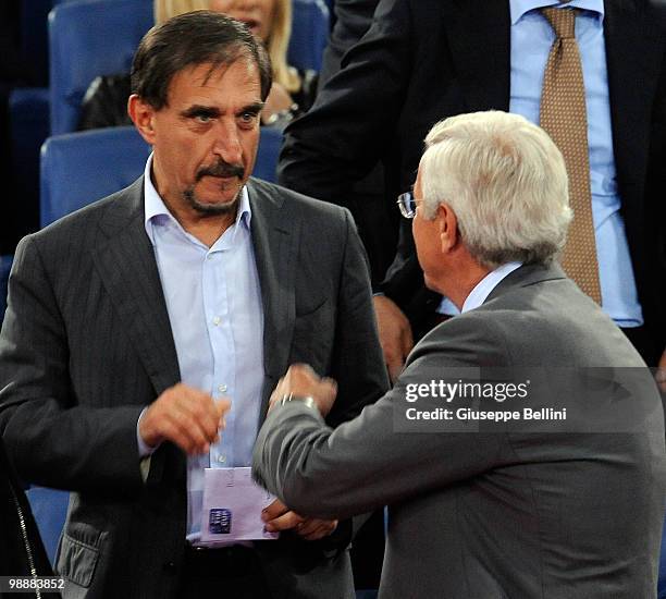 Politician Ignazio La Russa and Marcello Lippi head coach of Italy team before the match the Tim Cup between FC Internazionale Milano and AS Roma at...