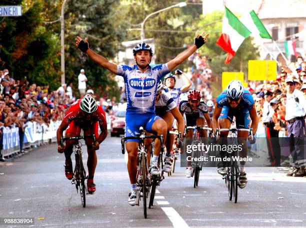 Italian Championship 2003, Bettini Paolo, Joie, Vreugde, Celebration, Pozzato Philippo, Commesso Salvatore, Carrara Mateo, Italiaans Kampioenschap,...