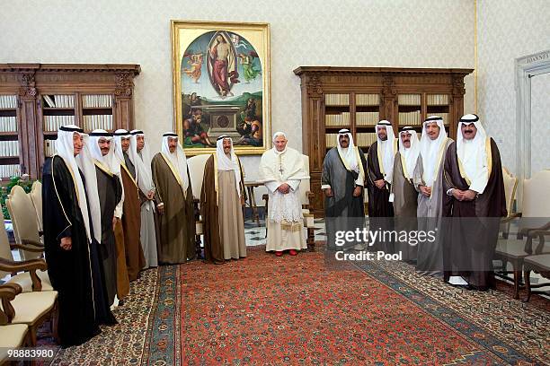 Pope Benedict XVI meets Kuwait President Sheikh Sabah al-Sabah at his library on May 6, 2010 in Vatican City, Vatican.