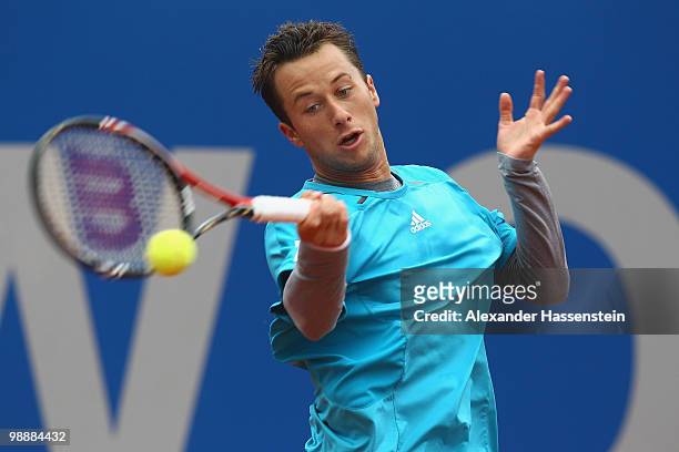 Philipp Kohlschreiber of Germany plays a fore hand during his match against Santiago Ventura of Spain at day 5 of the BMW Open at the Iphitos tennis...