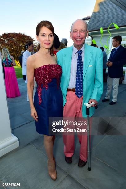 Jean Shafiroff and Byron Wien attend Jean And Martin Shafiroff Host Cocktails For Stony Brook Southampton Hospital on June 30, 2018 in Southampton,...