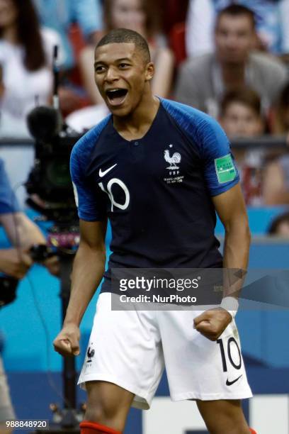 Kylian Mbappe of France team celebrate after the match the 2018 FIFA World Cup Russia Round of 16 match between France and Argentina at Kazan Arena...