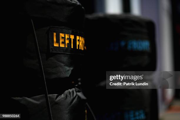 Red Bull Racing tyres seen in the Paddock during the Formula One Grand Prix of Austria at Red Bull Ring on July 1, 2018 in Spielberg, Austria.