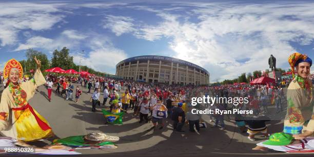 General view outside the stadium prior to the 2018 FIFA World Cup Russia Round of 16 match between Spain and Russia at Luzhniki Stadium on July 1,...