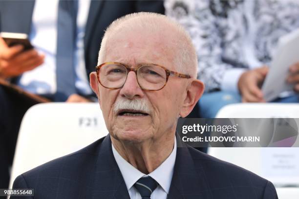 Former French politician Jean-Pierre Fourcade attends the burial ceremony for former French politician and Holocaust survivor Simone Veil at the...