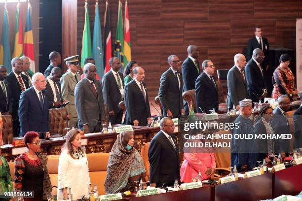 Chad's Moussa Faki , Chairperson of the AU Commission, Mauritania President Mohamed Ould Abdel Aziz , Rwandan President and Chairperson of the...