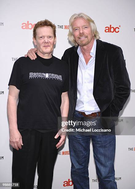 High wire artist Phillipe Petit and Virgin Group Founder and Chairman Sir Richard Branson attend the 2010 Courage Forum presented by The Americas...