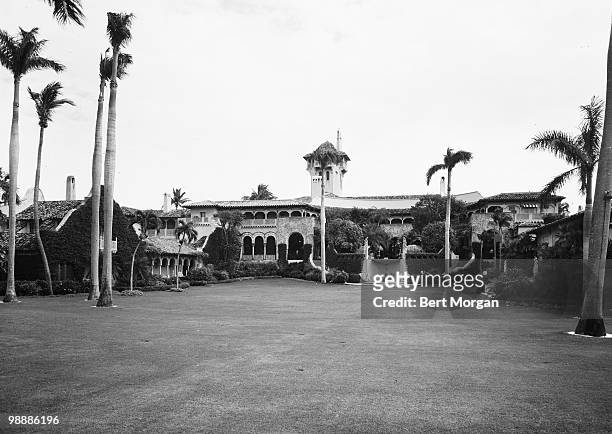 Exterior, rear view of Mar-a-Lago , Palm Beach, Florida, mid 1950s. The residence, designed by Marion Sims Wyeth and Joseph Urban, was the home of...