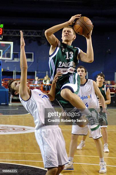 Edgaras Ulanovas of Zalgiris in action during the Nike International Junior Tournament between Zalgiris vs Cajasol Andalucia at Bercy Arena on May 6,...