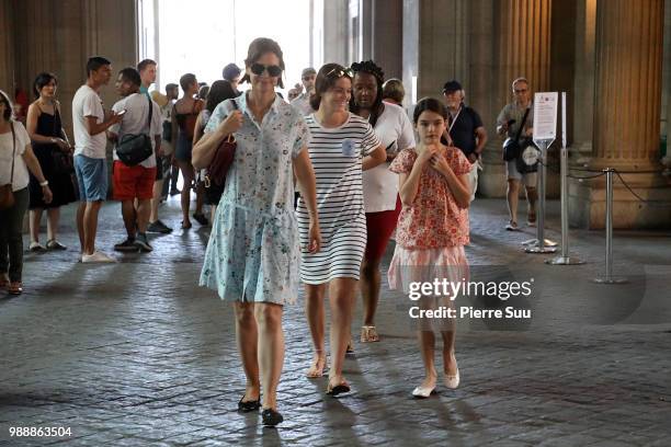 Katie Holmes and Suri Cruise are seen strolling near Le Louvre museum on July 1, 2018 in Paris, France.