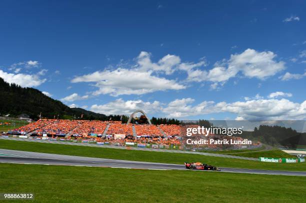 Daniel Ricciardo of Australia driving the Aston Martin Red Bull Racing RB14 TAG Heuer on track during the Formula One Grand Prix of Austria at Red...