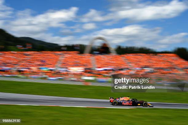 Daniel Ricciardo of Australia driving the Aston Martin Red Bull Racing RB14 TAG Heuer on track during the Formula One Grand Prix of Austria at Red...