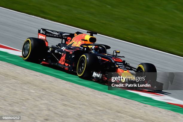 Daniel Ricciardo of Australia driving the Aston Martin Red Bull Racing RB14 TAG Heuer on track during the Formula One Grand Prix of Austria at Red...