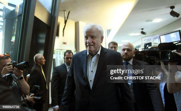 German Interior Minister and Bavarian Christian Social Union politician Horst Seehofer arrives for a party leadership meeting of the Bavarian CSU...