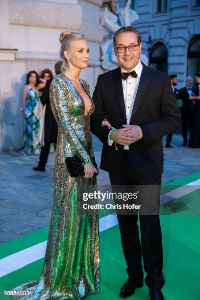 Vice Chancellor Heinz-Christian Strache with his wife Philippa during the Fete Imperiale 2018 on June 29, 2018 in Vienna, Austria.