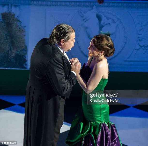 Michael Schade and Rebecca Nelsen performing during the Fete Imperiale 2018 on June 29, 2018 in Vienna, Austria.