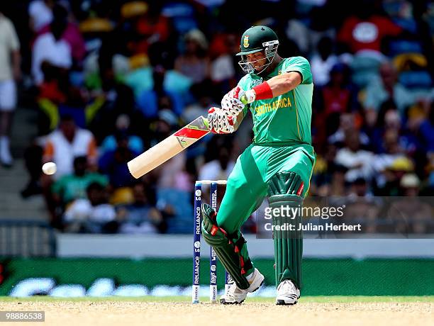 Jacques Kallis of South Africa scores runs during The ICC World Twenty20 Super Eight match between South Africa and New Zealand played at The...