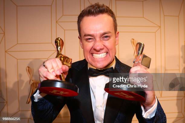 Grant Denyer celebrates winning the Gold Logie at the 60th Annual Logie Awards at The Star Gold Coast on July 1, 2018 in Gold Coast, Australia.