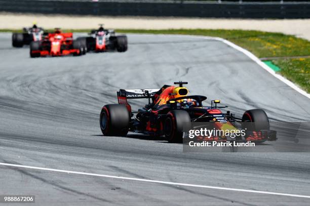 Daniel Ricciardo of Australia driving the Aston Martin Red Bull Racing RB14 TAG Heuer on track during the Formula One Grand Prix of Austria at Red...