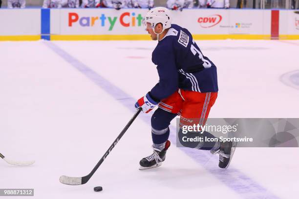 New York Rangers Center Gabriel Fontaine skates during the New York Rangers Prospect Development Camp on June 29, 2018 at the MSG Training Center in...