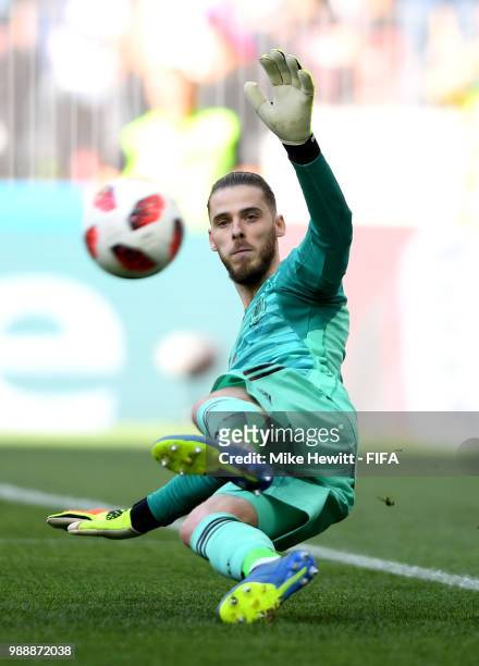 David De Gea of Spain fails to save a penalty, scored by Artem Dzyuba of Russia , leading to Russia's first goal during the 2018 FIFA World Cup...