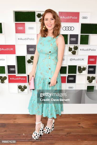 Angela Scanlon attends the Audi Polo Challenge at Coworth Park Polo Club on July 1, 2018 in Ascot, England.