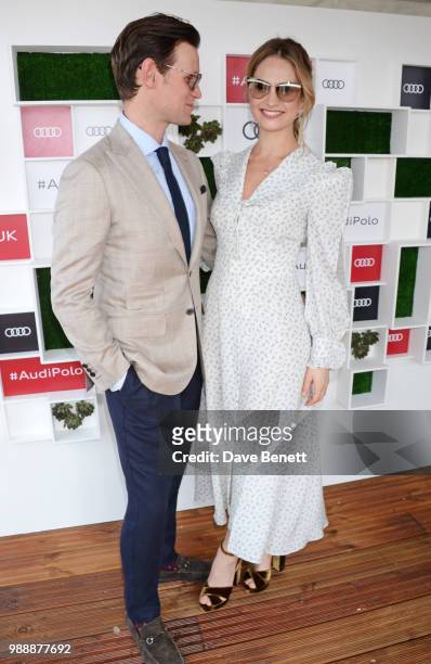 Matt Smith and Lily James attend the Audi Polo Challenge at Coworth Park Polo Club on July 1, 2018 in Ascot, England.