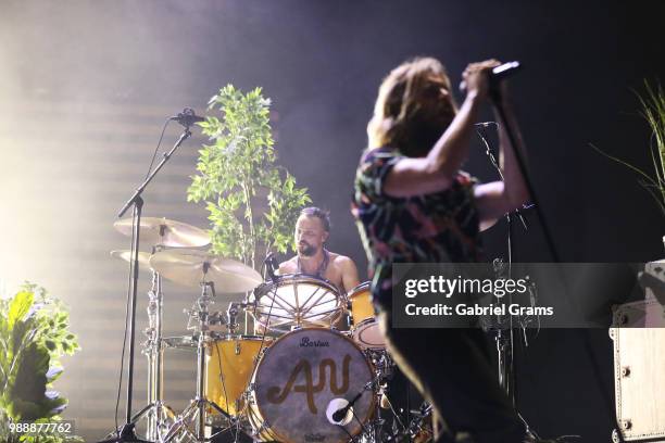 Isaac Carpenter of Awolnation performs at the 101 WKQX Piqniq at Hollywood Casino Amphitheatre on June 30, 2018 in Tinley Park, Illinois.