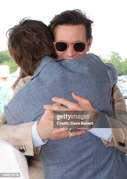 Eddie Redmayne and Matt Smith attend the Audi Polo Challenge at Coworth Park Polo Club on July 1, 2018 in Ascot, England.