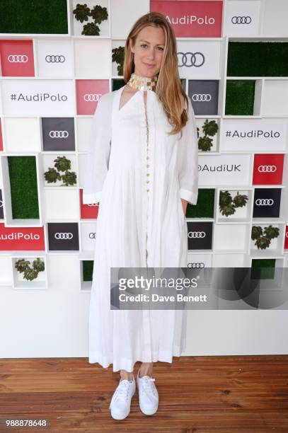 Hannah Redmayne attends the Audi Polo Challenge at Coworth Park Polo Club on July 1, 2018 in Ascot, England.